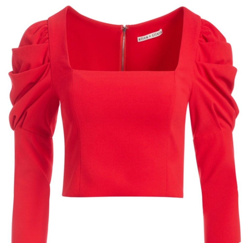 Alice + Olivia Red Square Neck Blouse